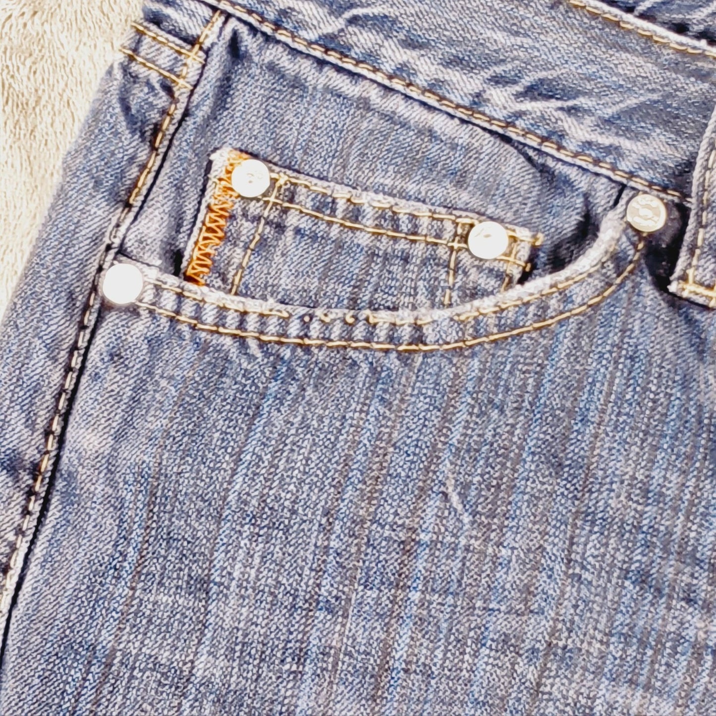 Hugo Boss Mens Regular Fit 100% Cotton Black Striped Blue Jeans (34x32)