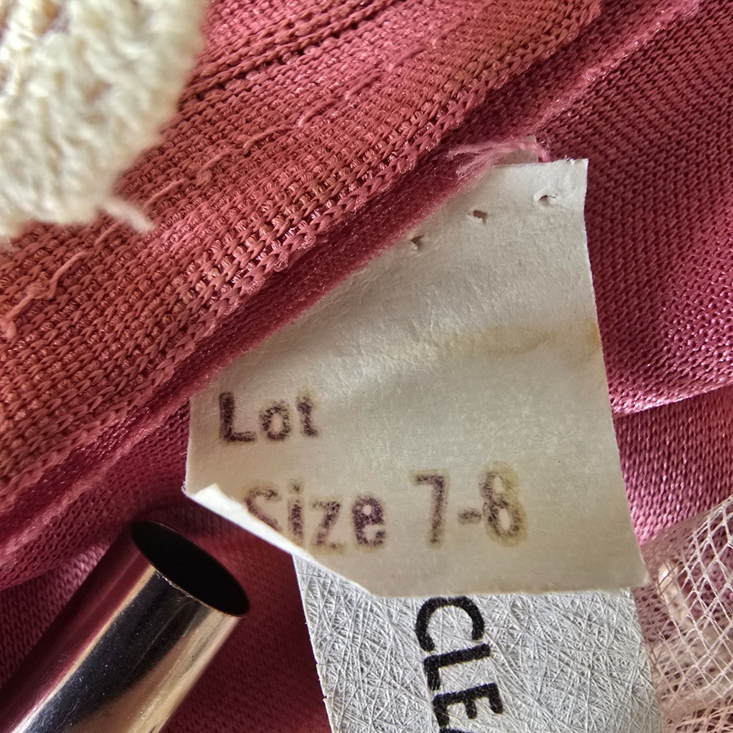 Vintage 1970s Unbranded Lace Neck Pink Flutter Sleeve Maxi Hostess Dress (XS)