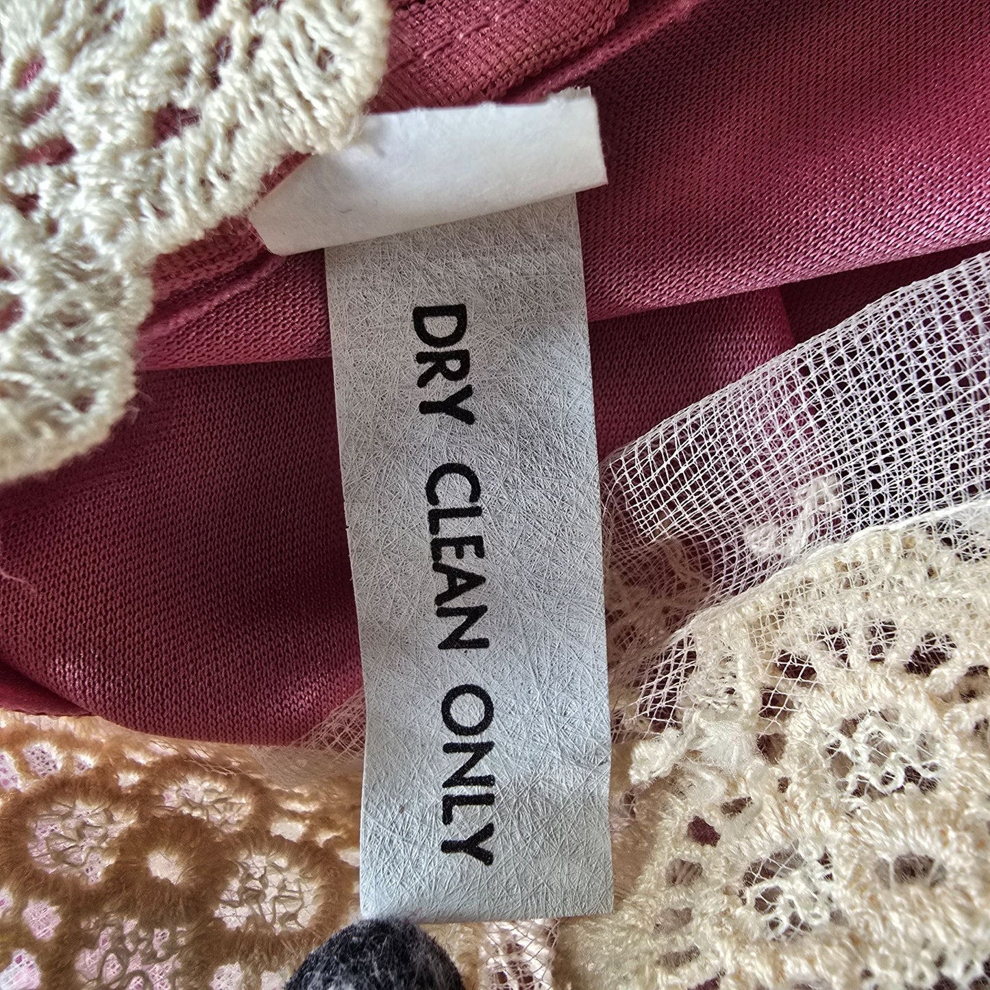 Vintage 1970s Unbranded Lace Neck Pink Flutter Sleeve Maxi Hostess Dress (XS)