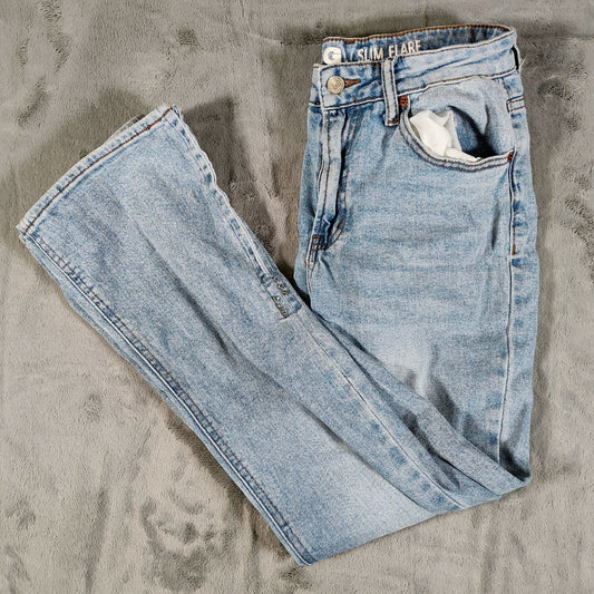 S.O.N.G. Women's Slim Flare Light Wash 27x27.5 Denim Blue Jeans (Size 4/27)