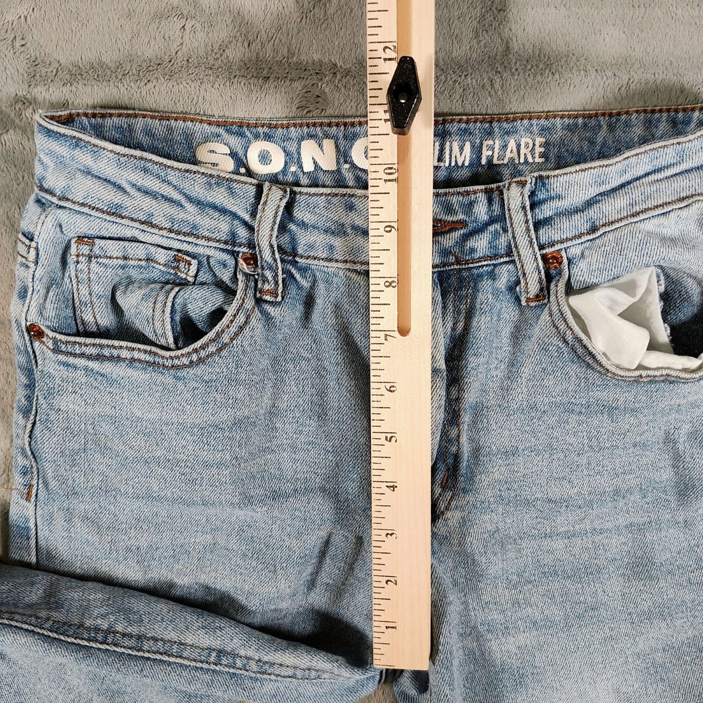 S.O.N.G. Women's Slim Flare Light Wash 27x27.5 Denim Blue Jeans (Size 4/27)