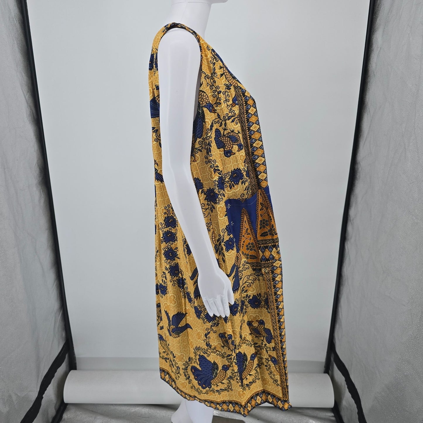 Vintage 1990s Batik by Gina Carwi No. 3095 Caftan-Style Midi Dress (XL)