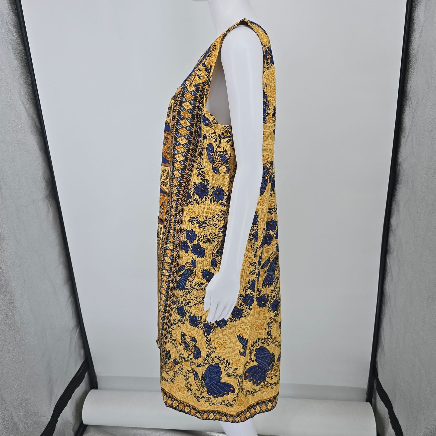 Vintage 1990s Batik by Gina Carwi No. 3095 Caftan-Style Midi Dress (XL)