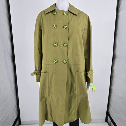 Vintage 1960s Fleet Street Rain/Shine Green Double-Breasted Mod Coat (16R/Large)