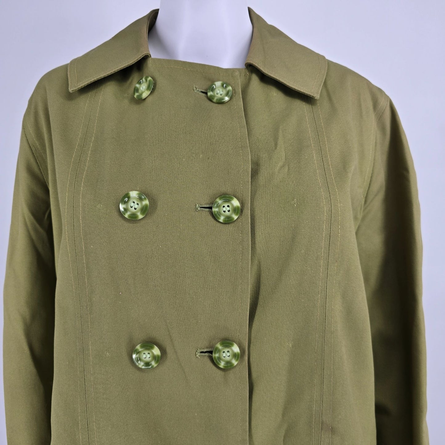 Vintage 1960s Fleet Street Rain/Shine Green Double-Breasted Mod Coat (16R/Large)
