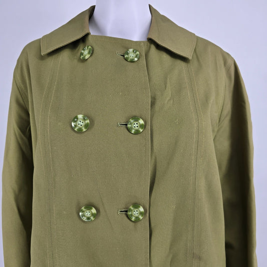 Vintage 1960s Fleet Street Rain/Shine Green Double-Breasted Mod Coat (16R/Large)