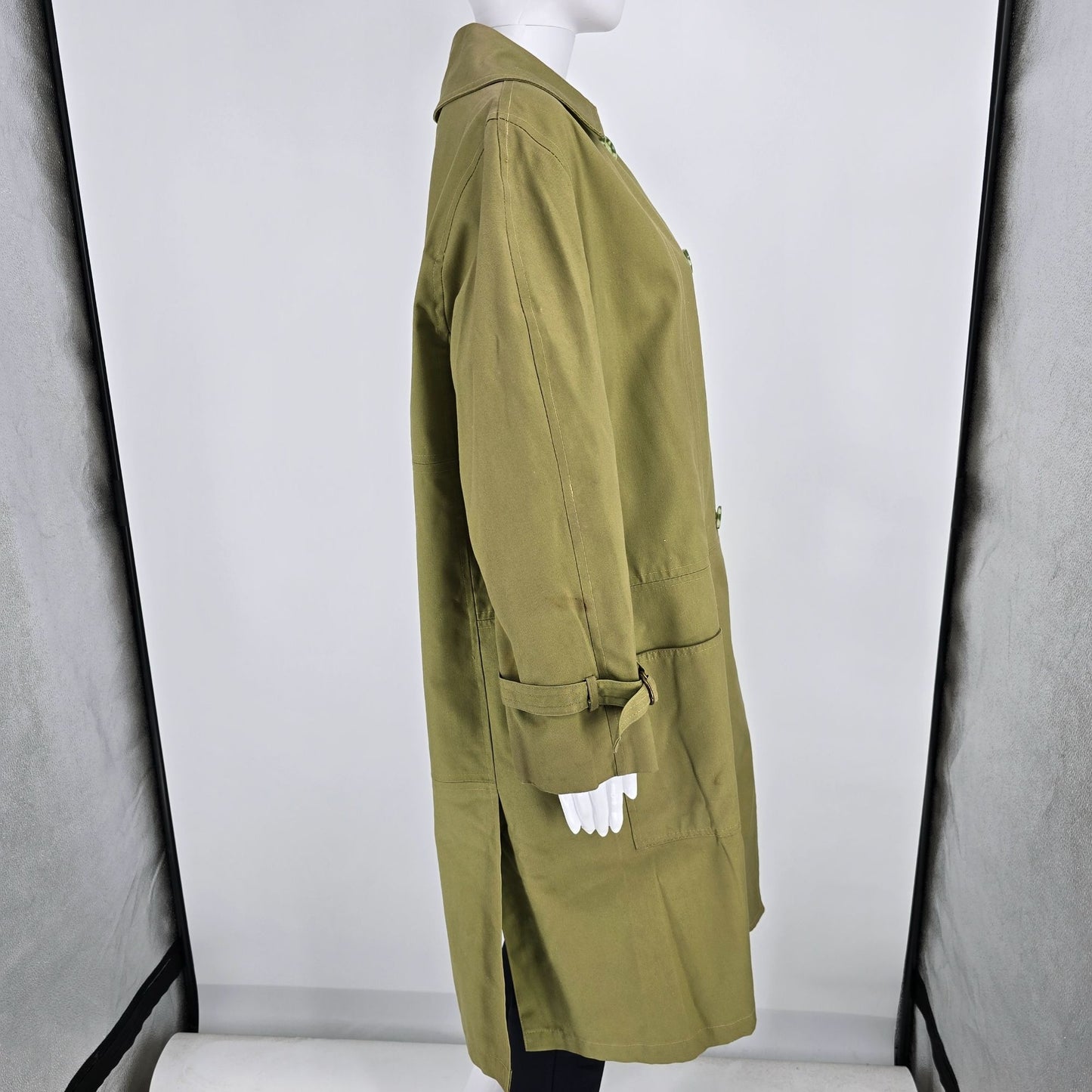 Vintage 1960s Fleet Street Rain/Shine Green Double-Breasted Mod Coat (16R/Large)
