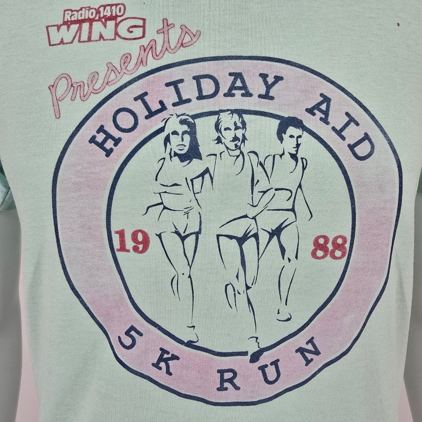 Vintage 1988 Radio 1410 WING Holiday Aid 5K Run Dayton Ohio T-Shirt (S/M)