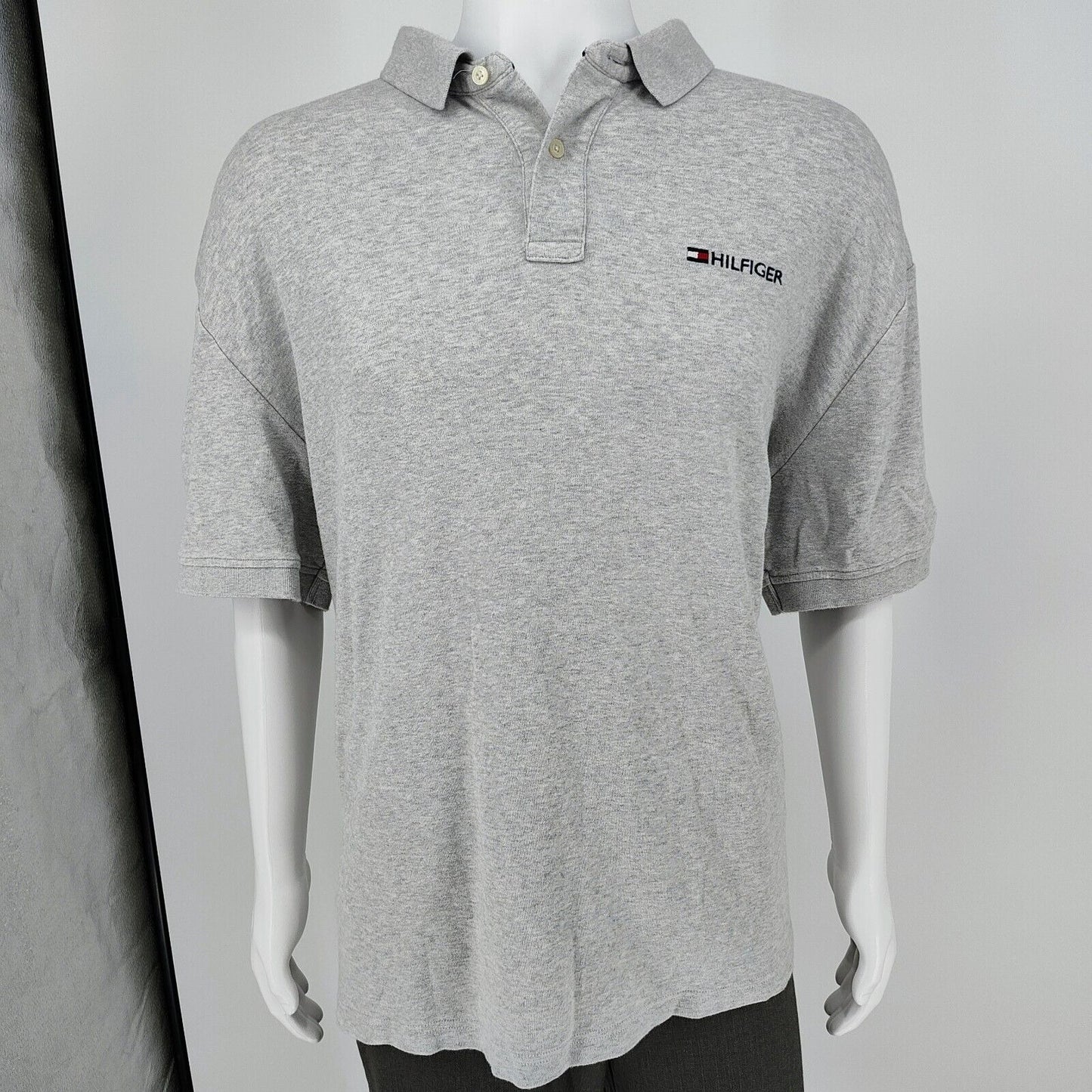 Tommy Hilfiger Classic Fit Two Button Hilfiger Name Logo Gray Polo (XXL)