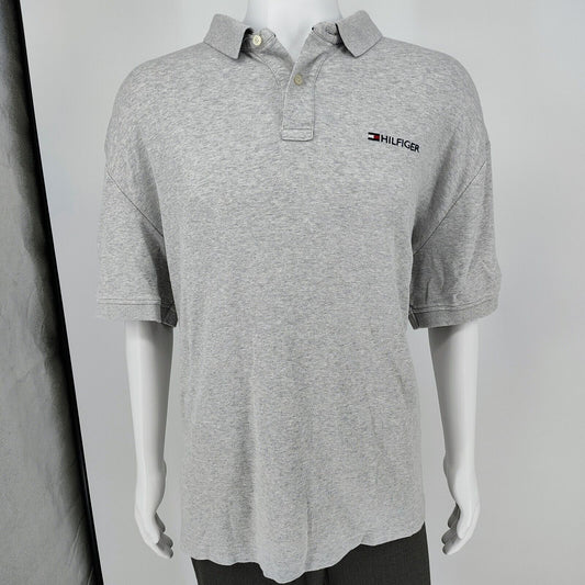 Tommy Hilfiger Classic Fit Two Button Hilfiger Name Logo Gray Polo (XXL)