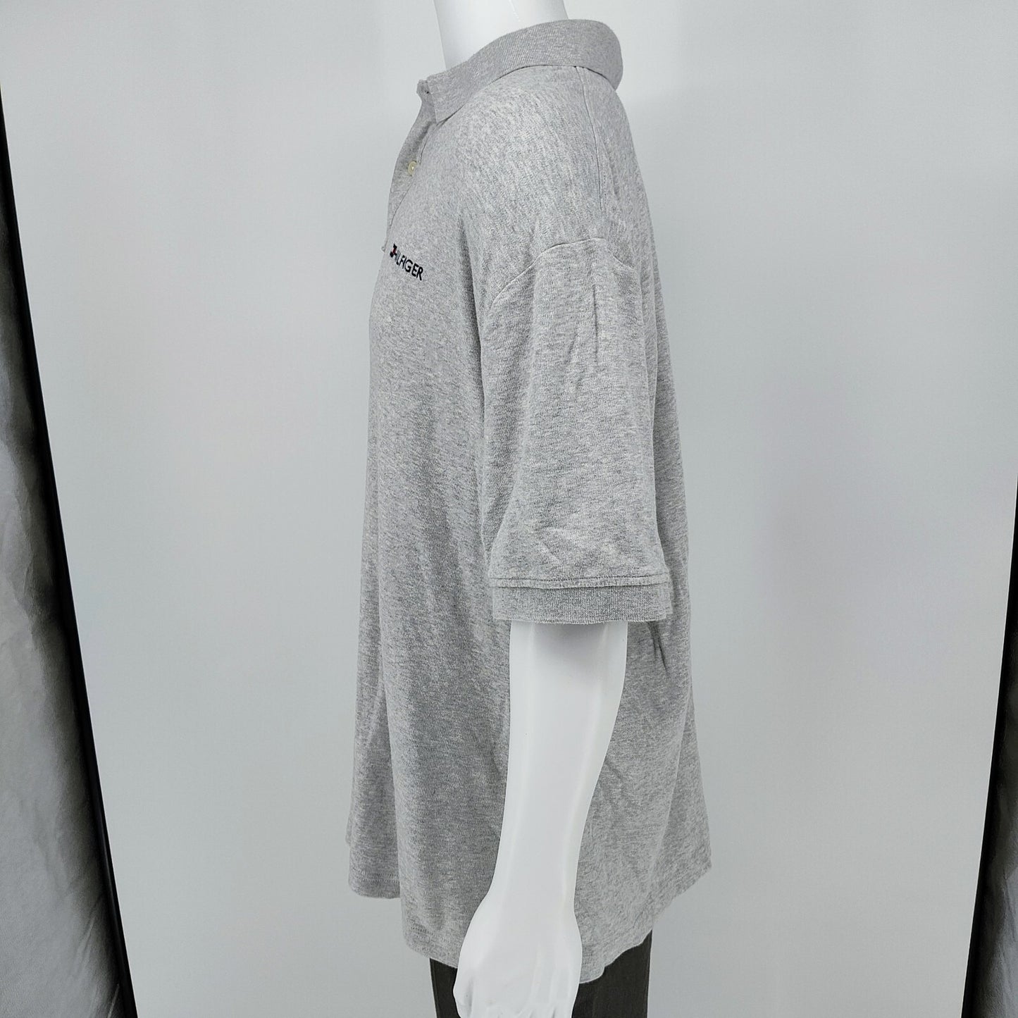 Tommy Hilfiger Classic Fit Two Button Hilfiger Name Logo Gray Polo (XXL)