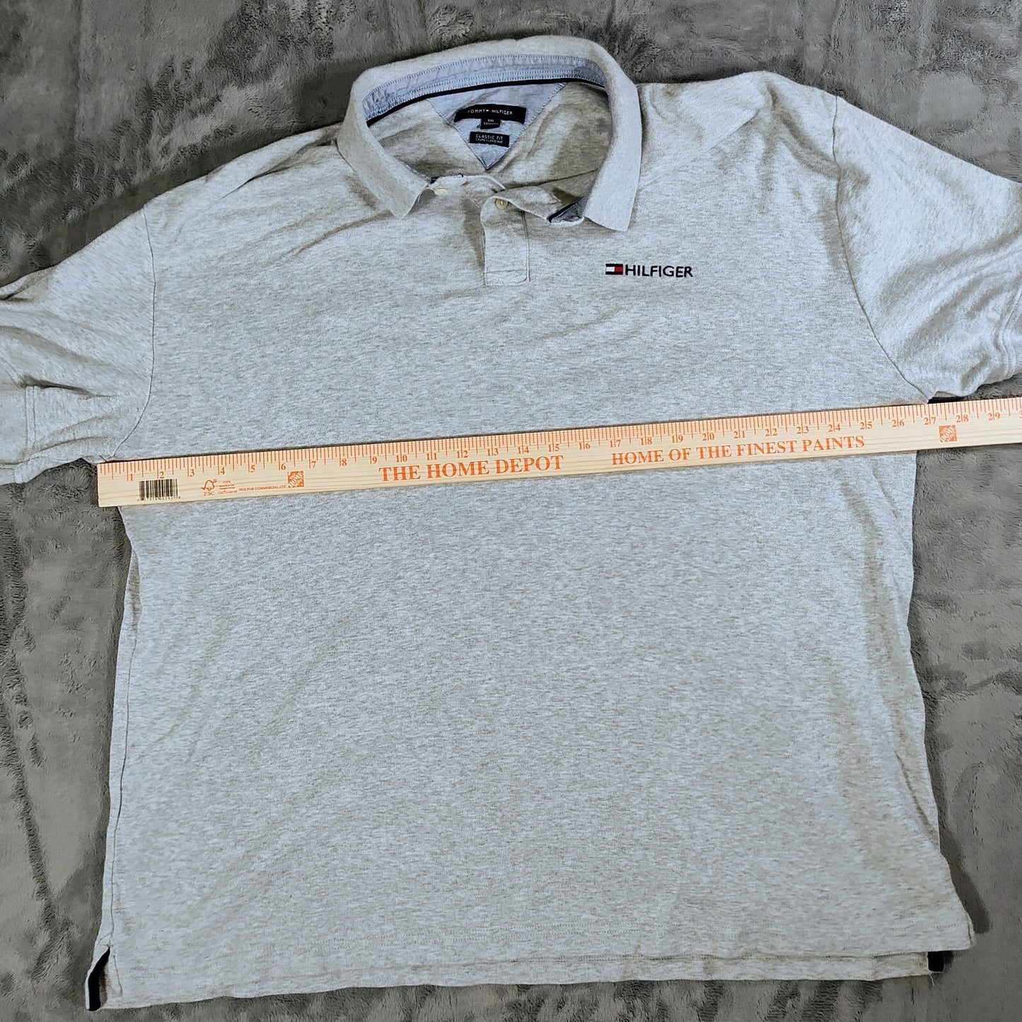 Tommy Hilfiger Classic Fit Two Button Hilfiger Name Logo Gray Polo (XXL)
