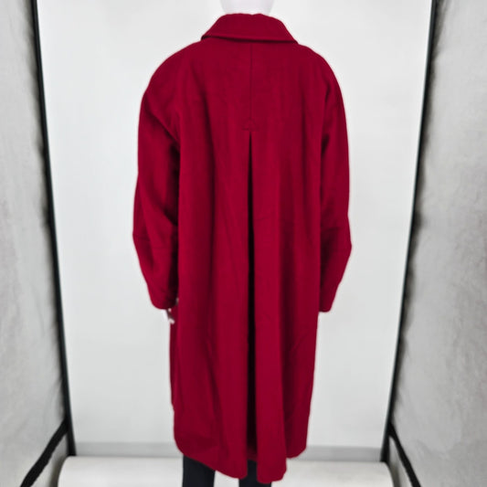 Vintage 1990s Perry Ellis Portfolio Made in USA Red Wool Overcoat (Size 6)