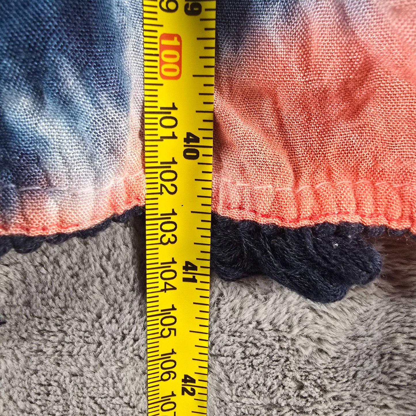 2010s SB Fashion Coral/Navy Tie-Dye Rayon Trapeze Boho Sundress (Free Size)