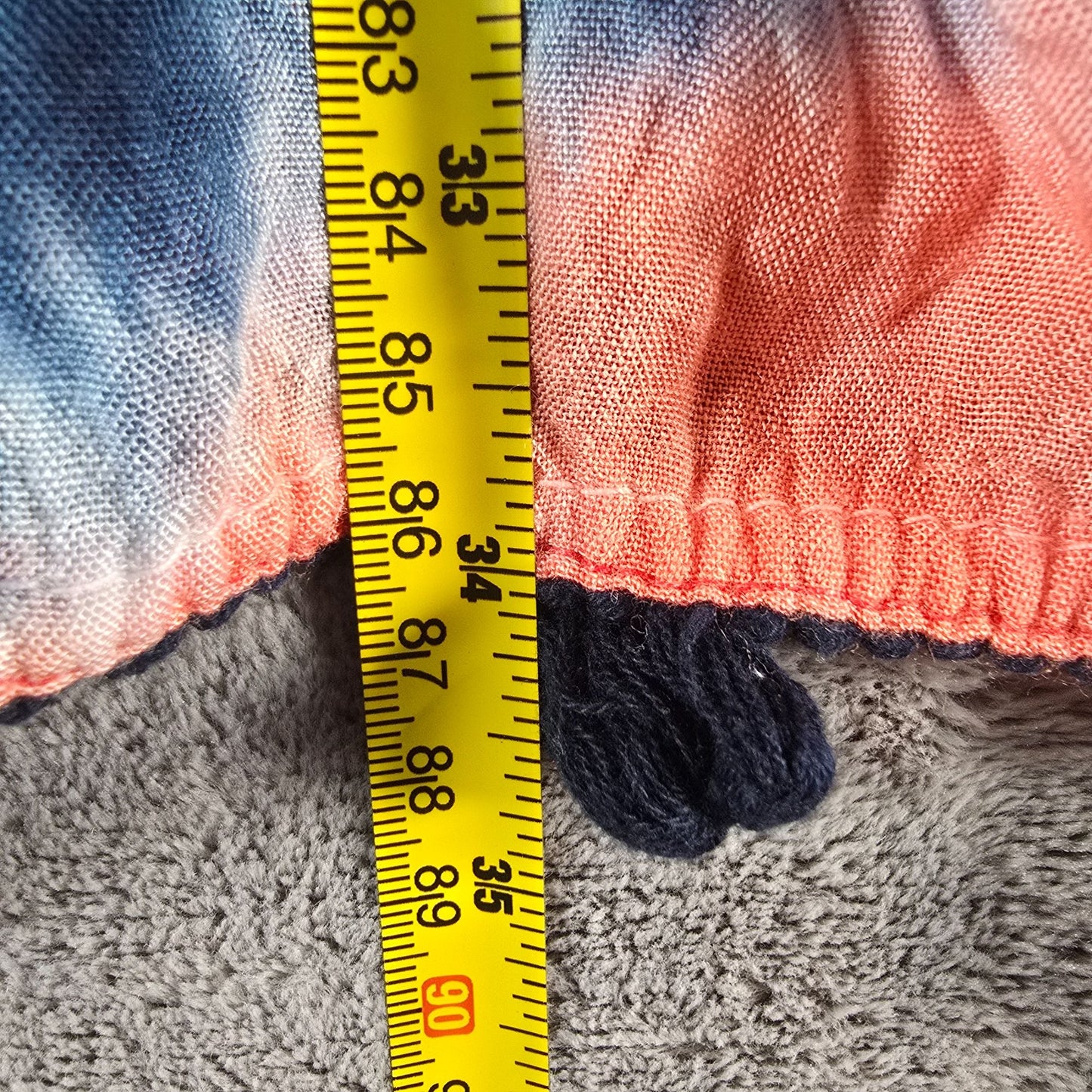 2010s SB Fashion Coral/Navy Tie-Dye Rayon Trapeze Boho Sundress (Free Size)