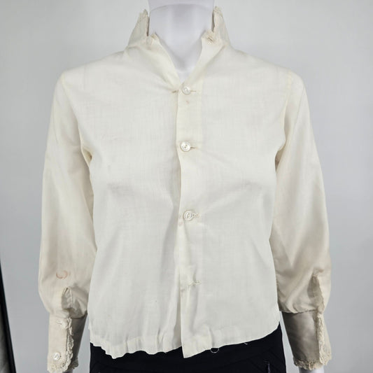 Distressed Vintage 1970s Peaches 'N Cream Women's Victorian Revival Blouse (S)