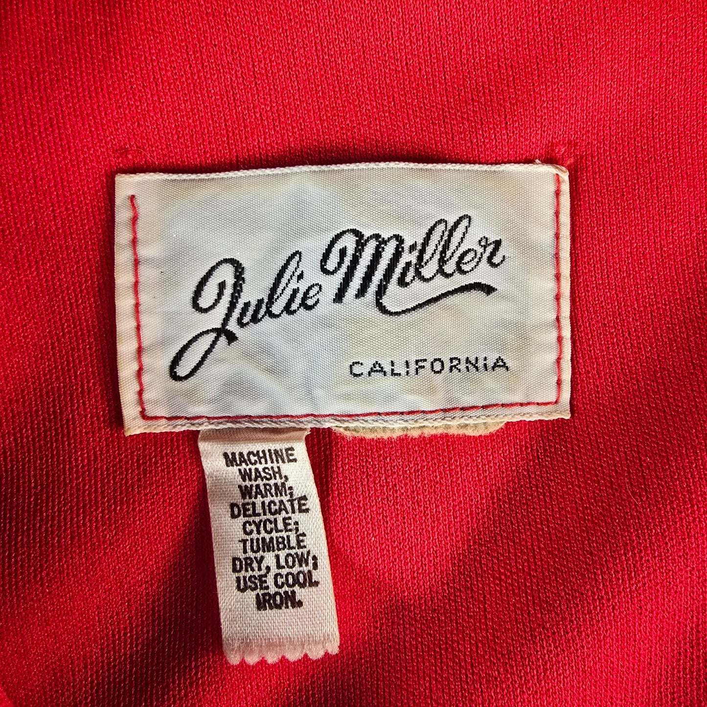 Vintage 1970s Julie Miller California Red Metallic Empire Waist Maxi Dress (M)