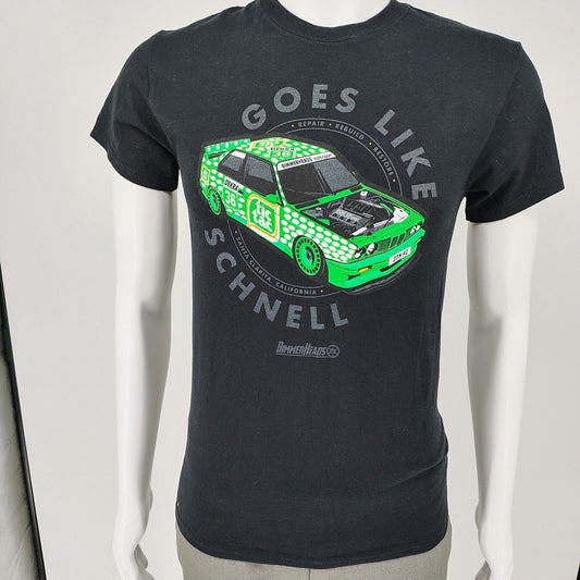 BimmerHeads "Goes Like Schnell" BMW M3 E30 Tic Tac Black Graphic T-Shirt (XS)