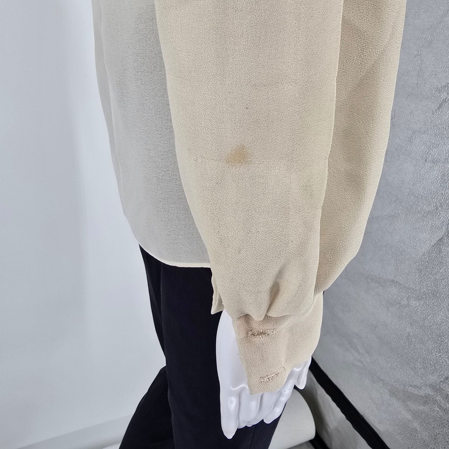 Vintage 1970s Patty's Closet Lace Yoke Semi-Sheer Victorian/Prairie Blouse (M)