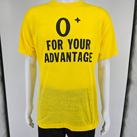 Vintage 1980s Screen Stars "O+ For Your Advantage" ATP Blood Type T-Shirt (L/XL)
