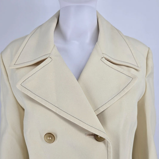Vintage 1970s London Fog Maincoats Ivory Double-Breasted Walking Coat (M)