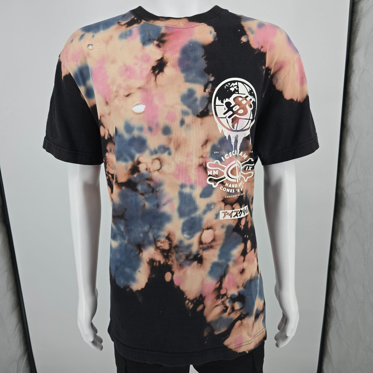 Thrashed 2010s ICECREAM Drip Short Sleeve Knit Bleach Effect T-Shirt (XL)