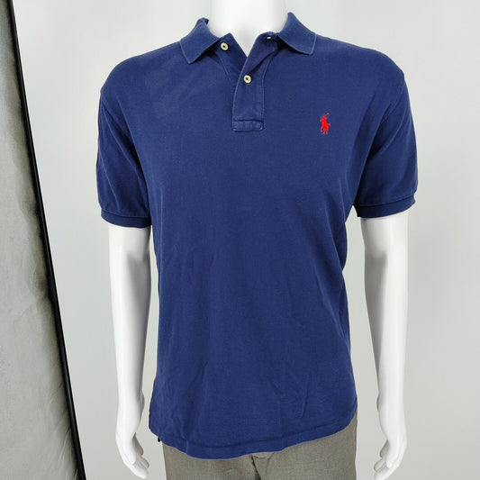 Polo Ralph Lauren 2000s Blue Polo with Red Pony Chest Logo (Large)