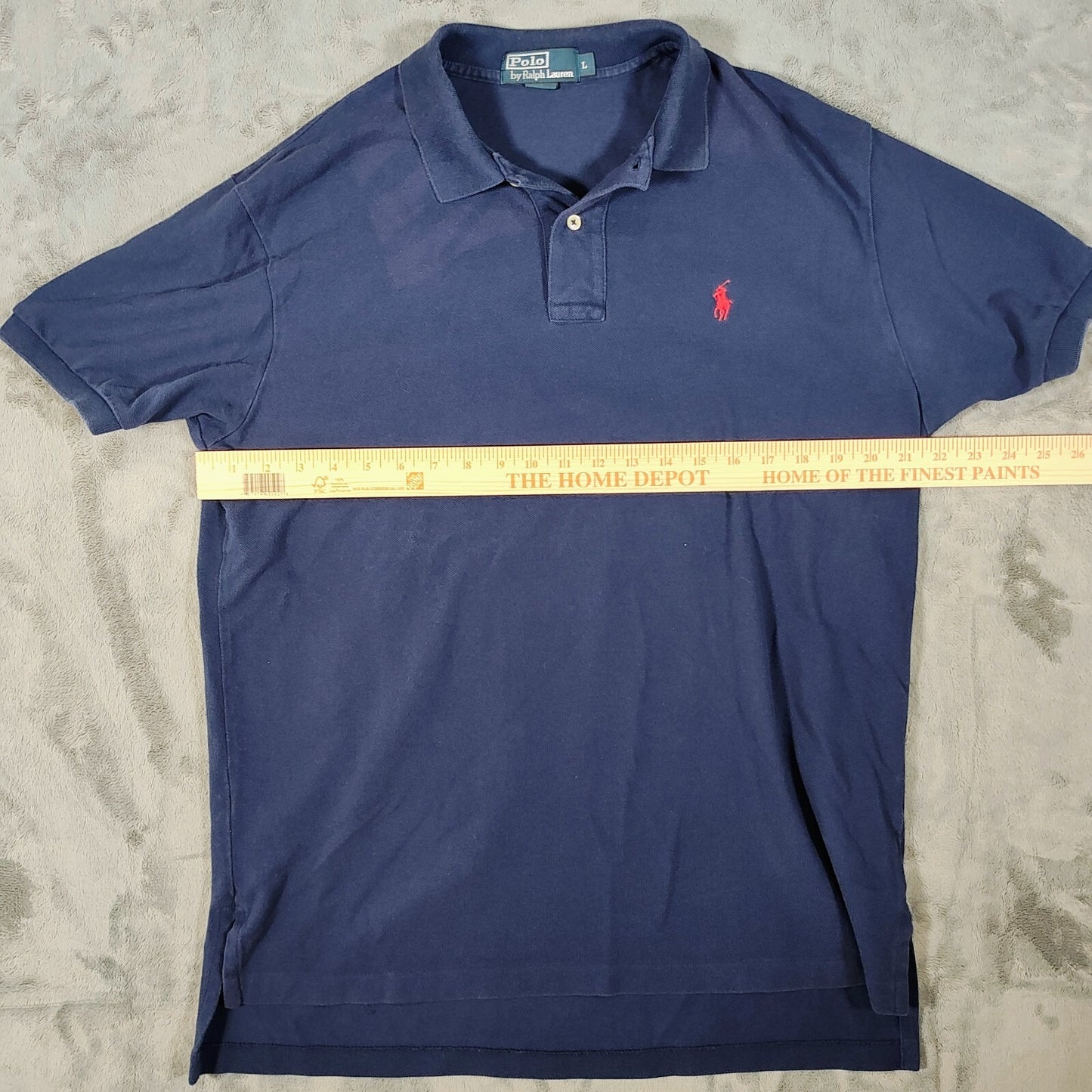 Polo Ralph Lauren 2000s Blue Polo with Red Pony Chest Logo (Large)