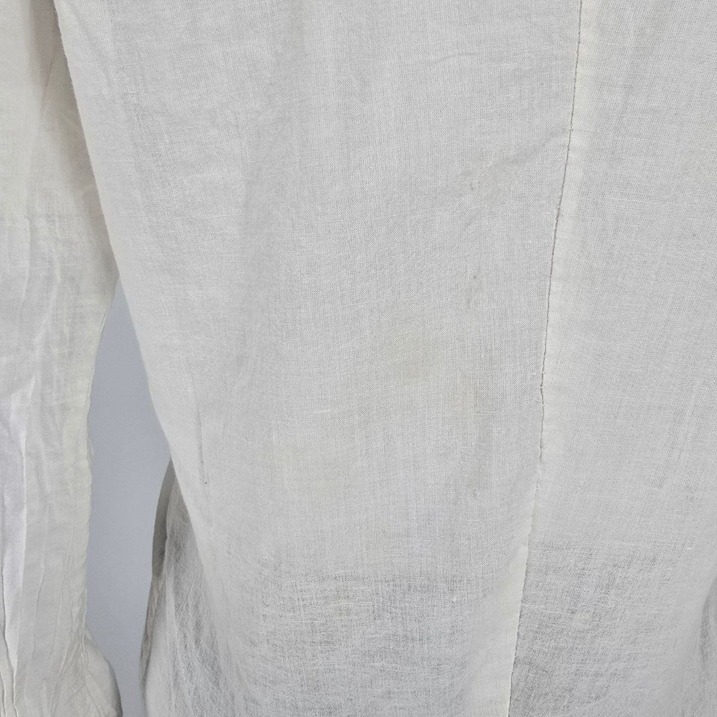 Distressed Vintage Y2K Cream Pintuck Pleated Lace Trim Boho/Victorian Blouse (M)