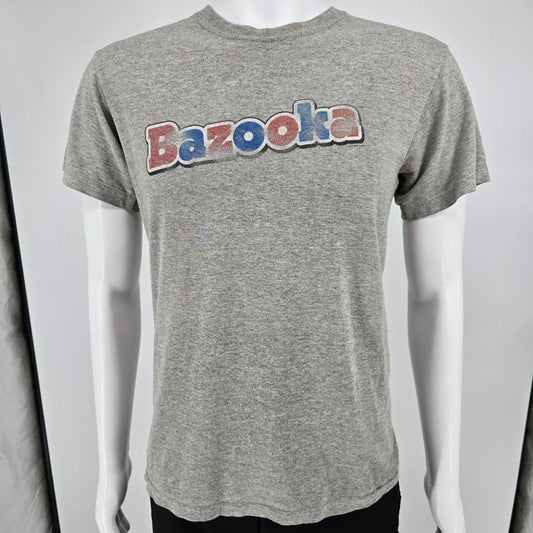 Distressed 2000s Steve & Barry's Bazooka Bubble Gum Logo Gray T-Shirt (S)