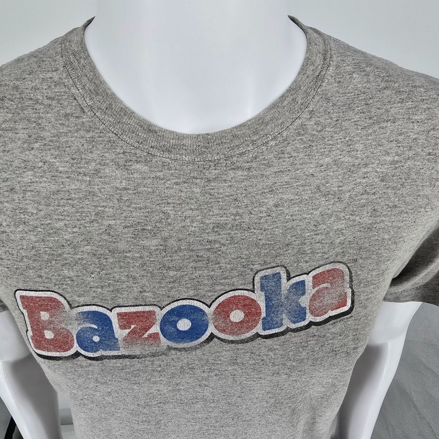 Distressed 2000s Steve & Barry's Bazooka Bubble Gum Logo Gray T-Shirt (S)