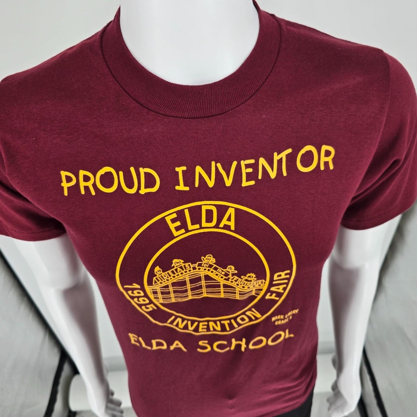 Vintage 1995 Jerzees Elda School Invention Fair "Proud Inventor" T-Shirt (S)