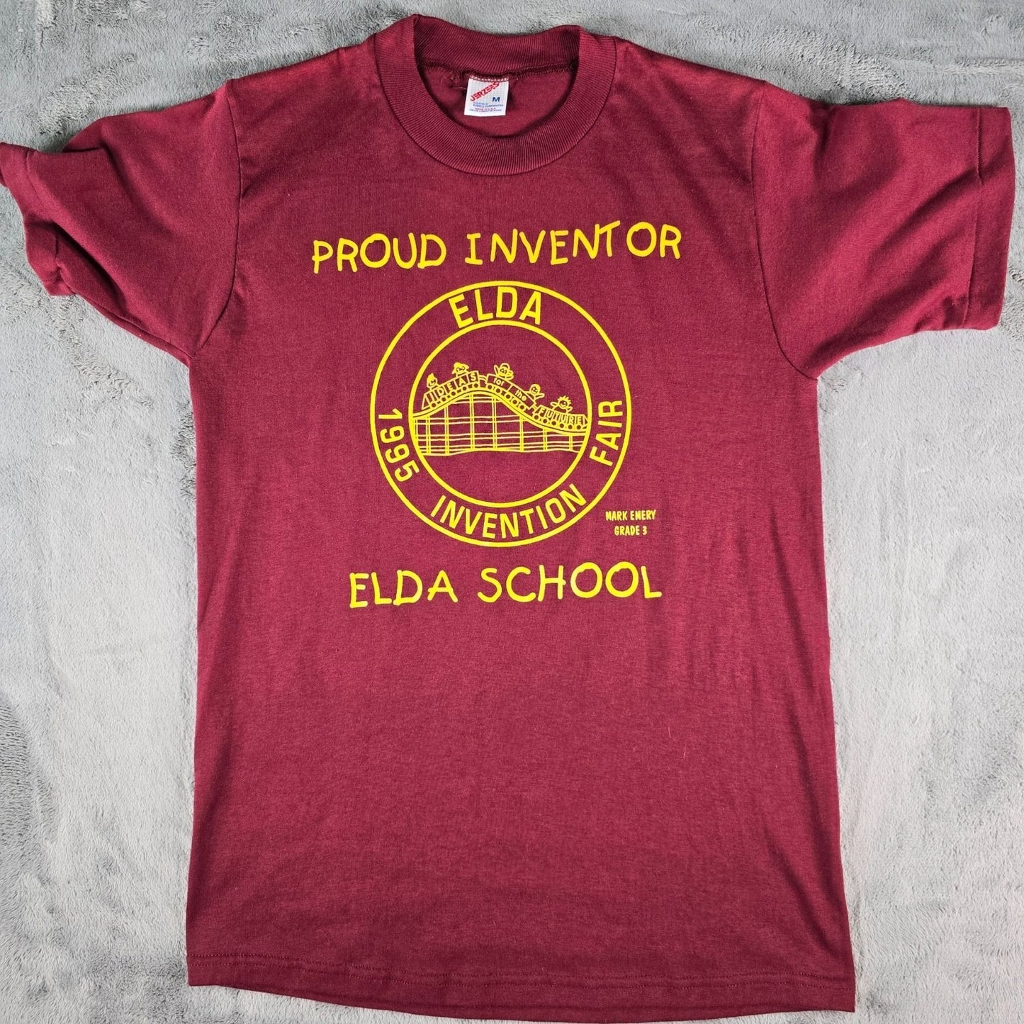 Vintage 1995 Jerzees Elda School Invention Fair "Proud Inventor" T-Shirt (S)