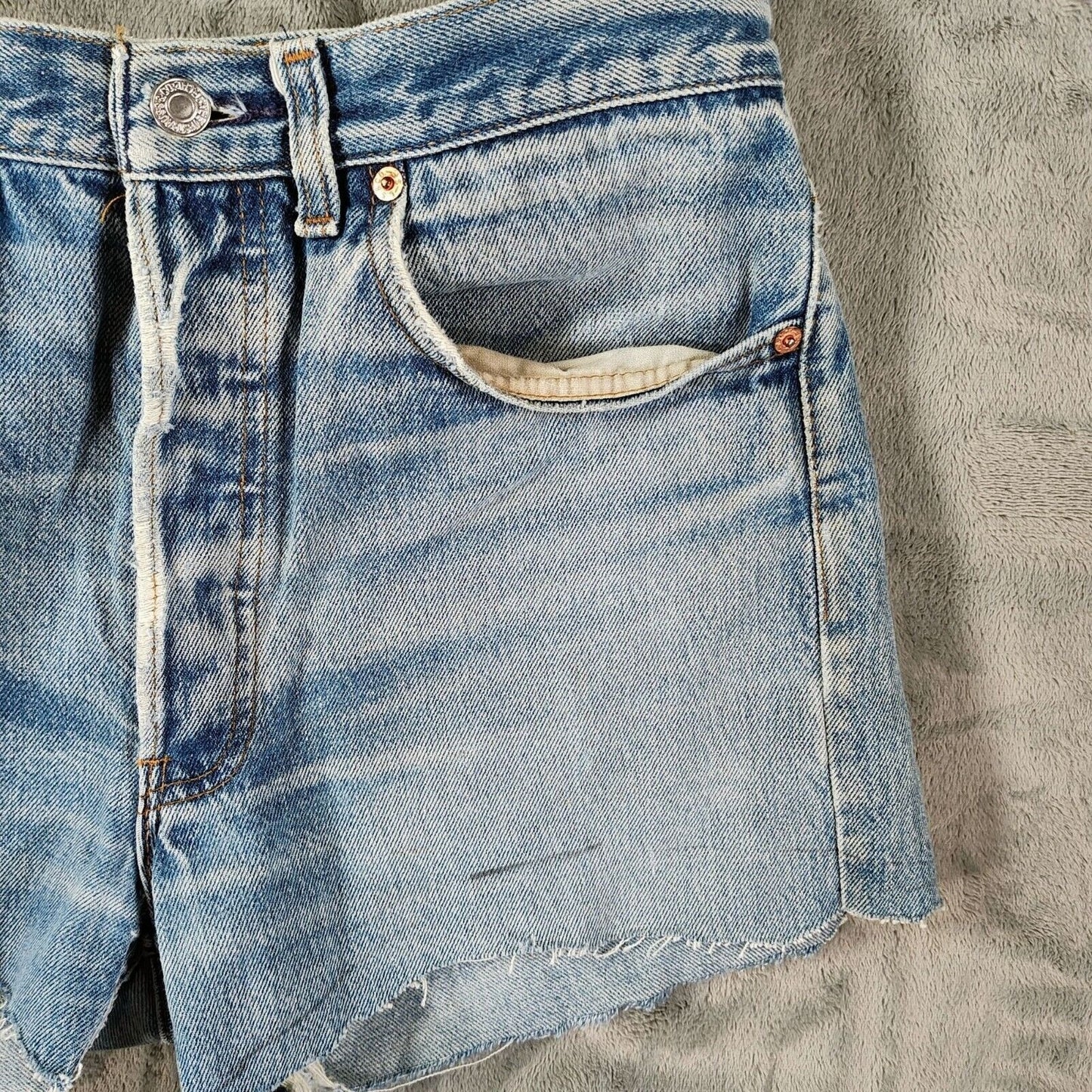 Vintage 1991 Levi's 501XX DIY Blue Denim Cutoff Jean Shorts (W33)