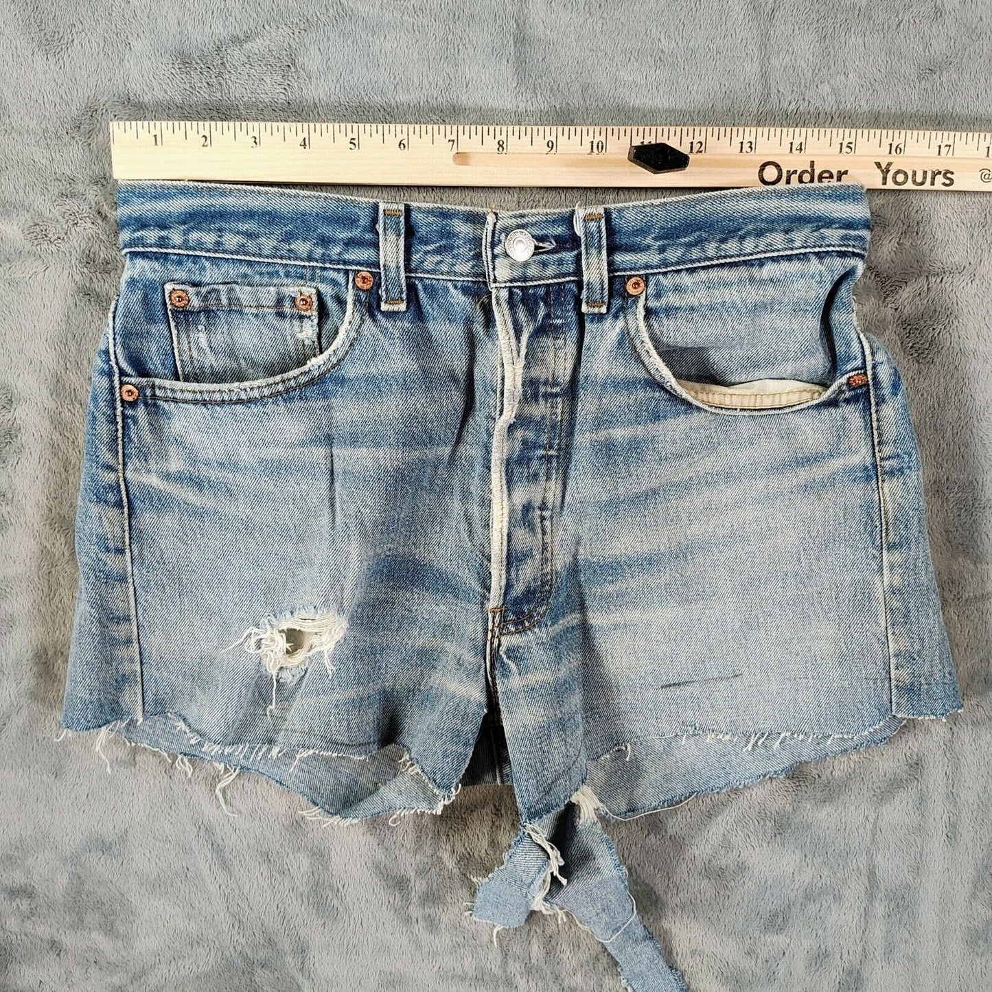 Vintage 1991 Levi's 501XX DIY Blue Denim Cutoff Jean Shorts (W33)