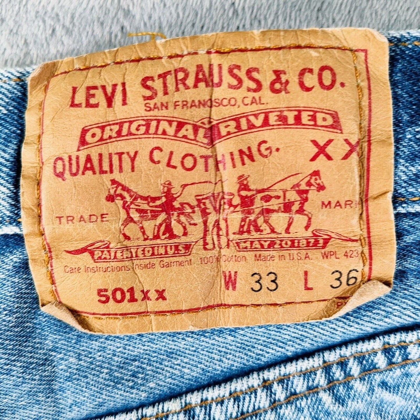 Vintage 1991 Levi's 501XX DIY Blue Denim Cutoff Jean Shorts (W33)