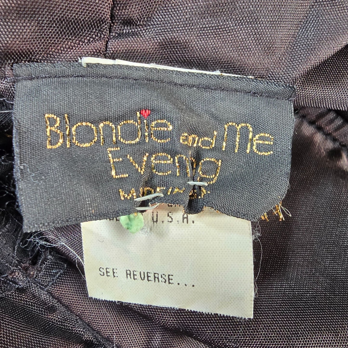 Vintage 1980s Blondie and Me Evening Black Lace Open Back Maxi Gown Dress (XS)