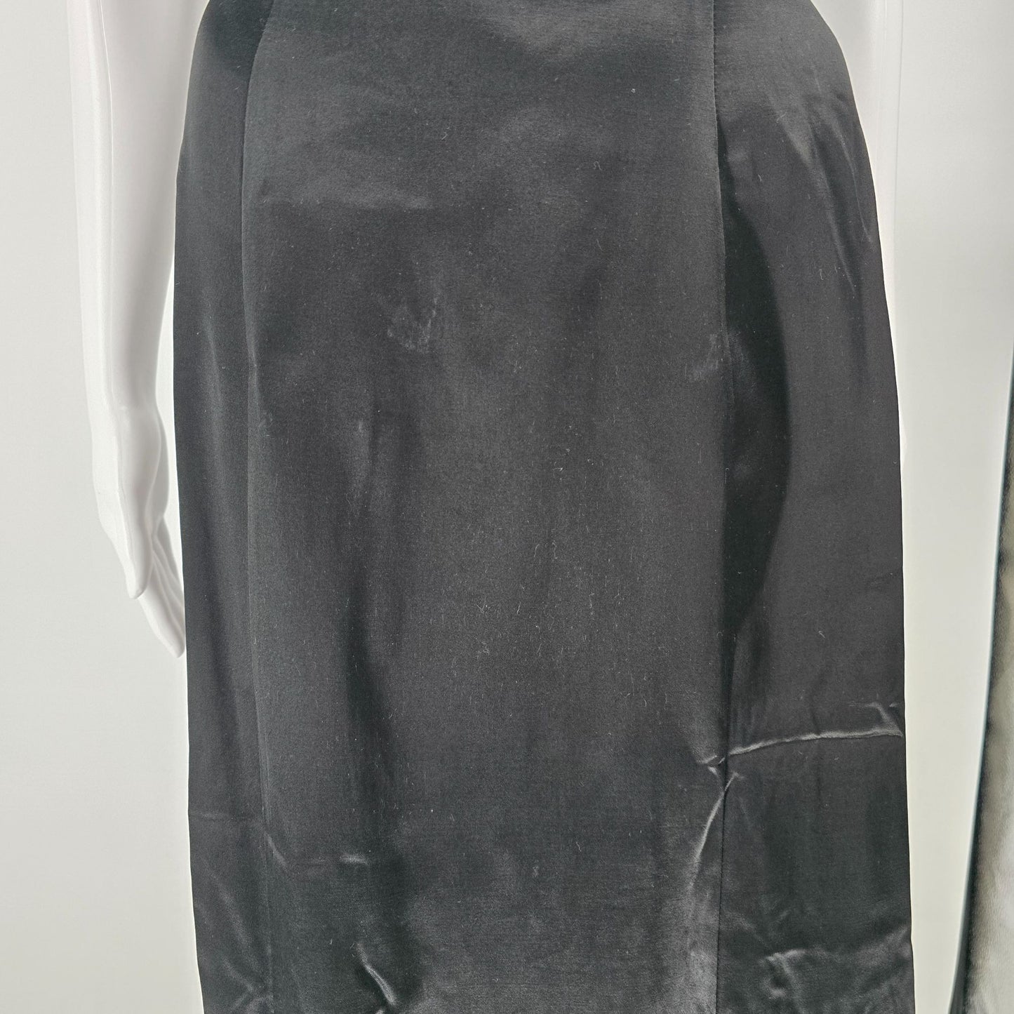 Vintage 1980s Blondie and Me Evening Black Lace Open Back Maxi Gown Dress (XS)