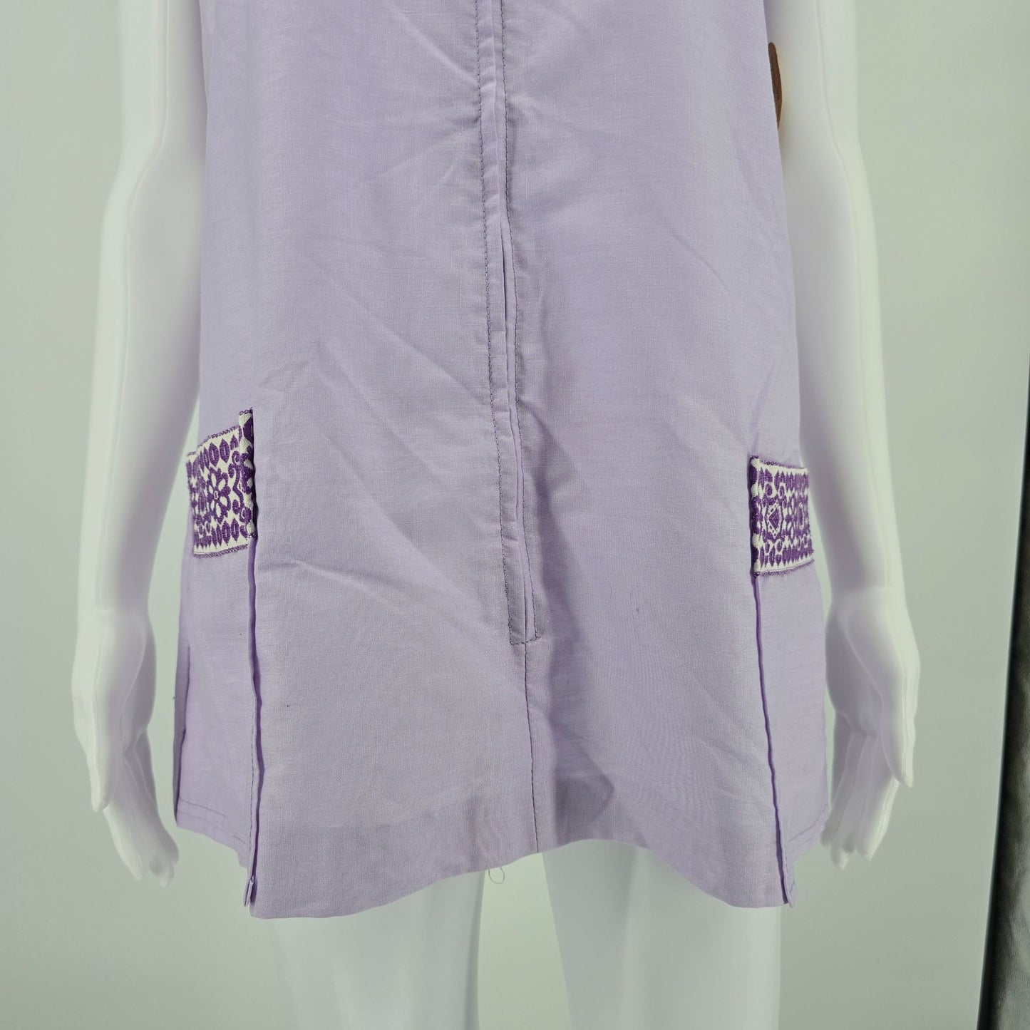 Vintage 1970s Gaymor Fashions Lavender Sleeveless Zip Front Tunic Top (L)