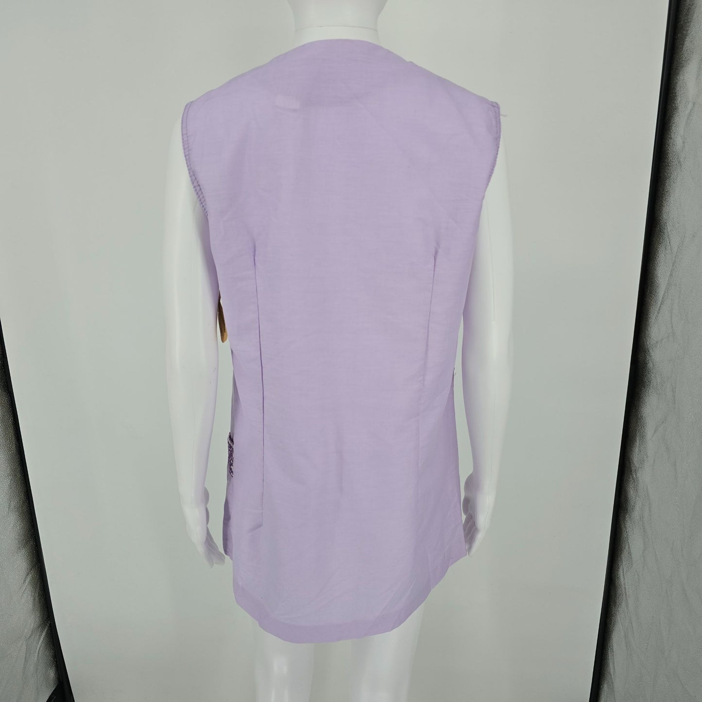 Vintage 1970s Gaymor Fashions Lavender Sleeveless Zip Front Tunic Top (L)