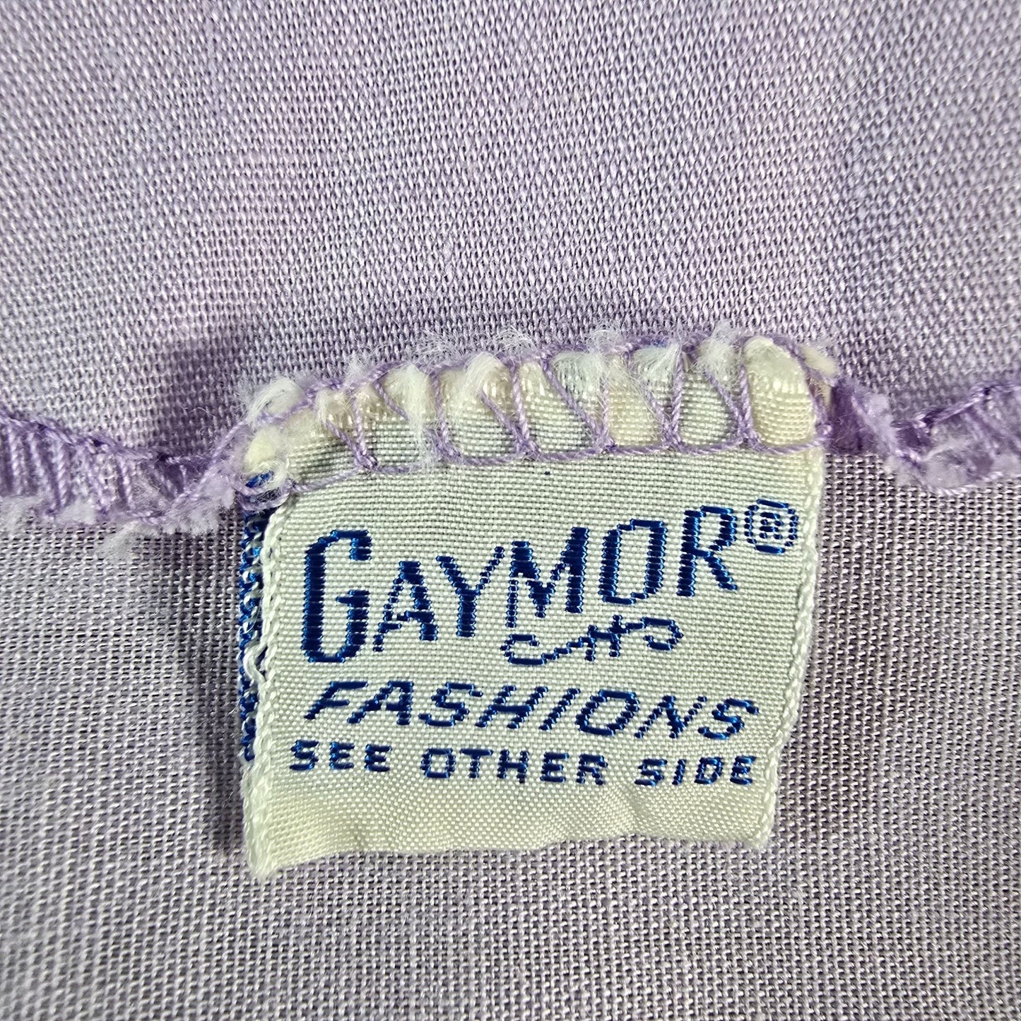 Vintage 1970s Gaymor Fashions Lavender Sleeveless Zip Front Tunic Top (L)