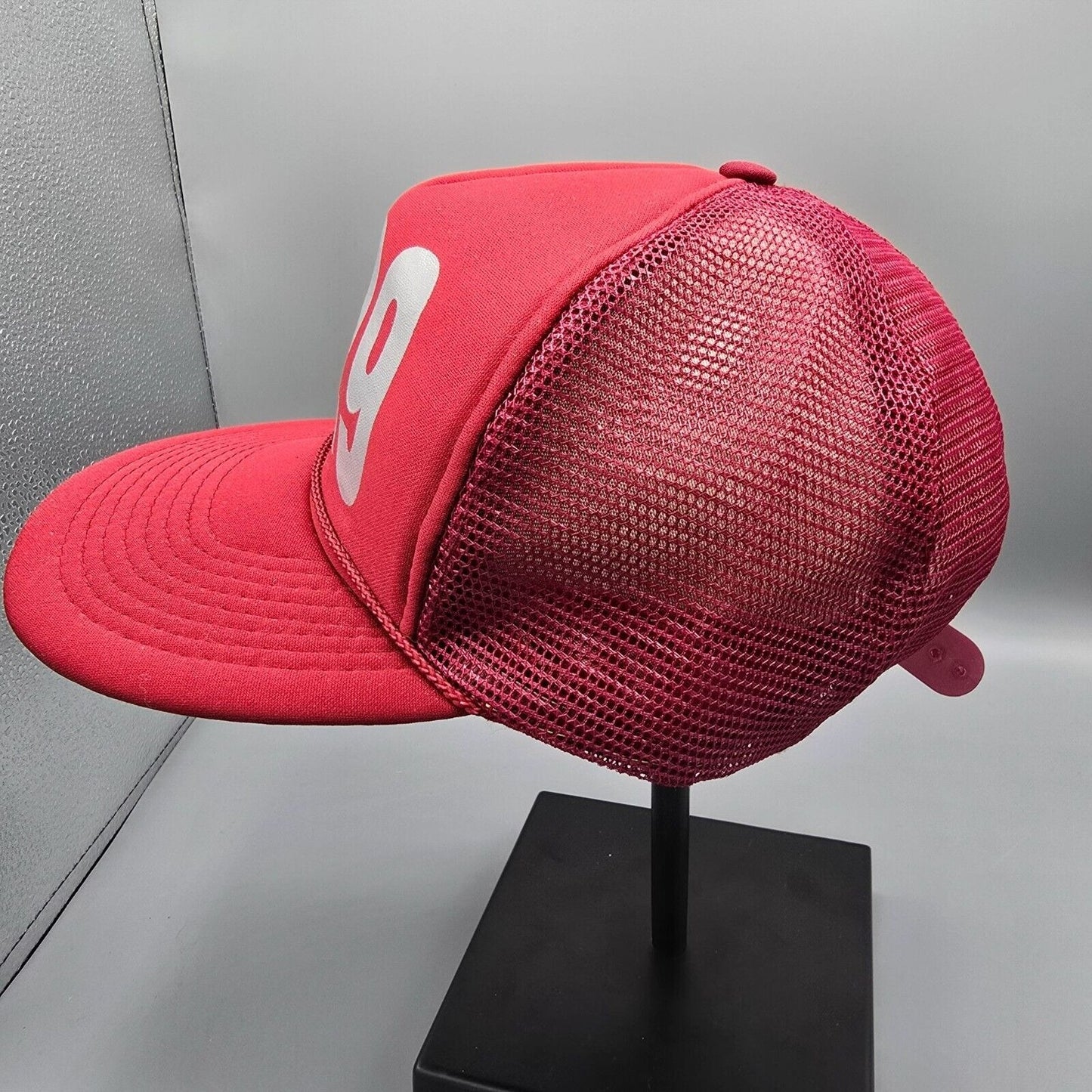 Vintage 1990s Distressed 929 Area Code Red Otto Mesh Back Trucker Hat *Damaged