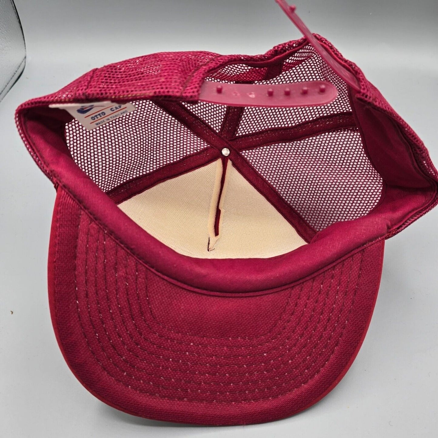 Vintage 1990s Distressed 929 Area Code Red Otto Mesh Back Trucker Hat *Damaged