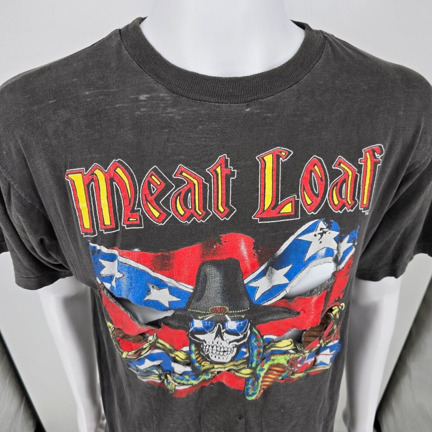 Thrashed Vintage 1989-1991 Meat Loaf Neverland Express Rock Band T-Shirt (L)