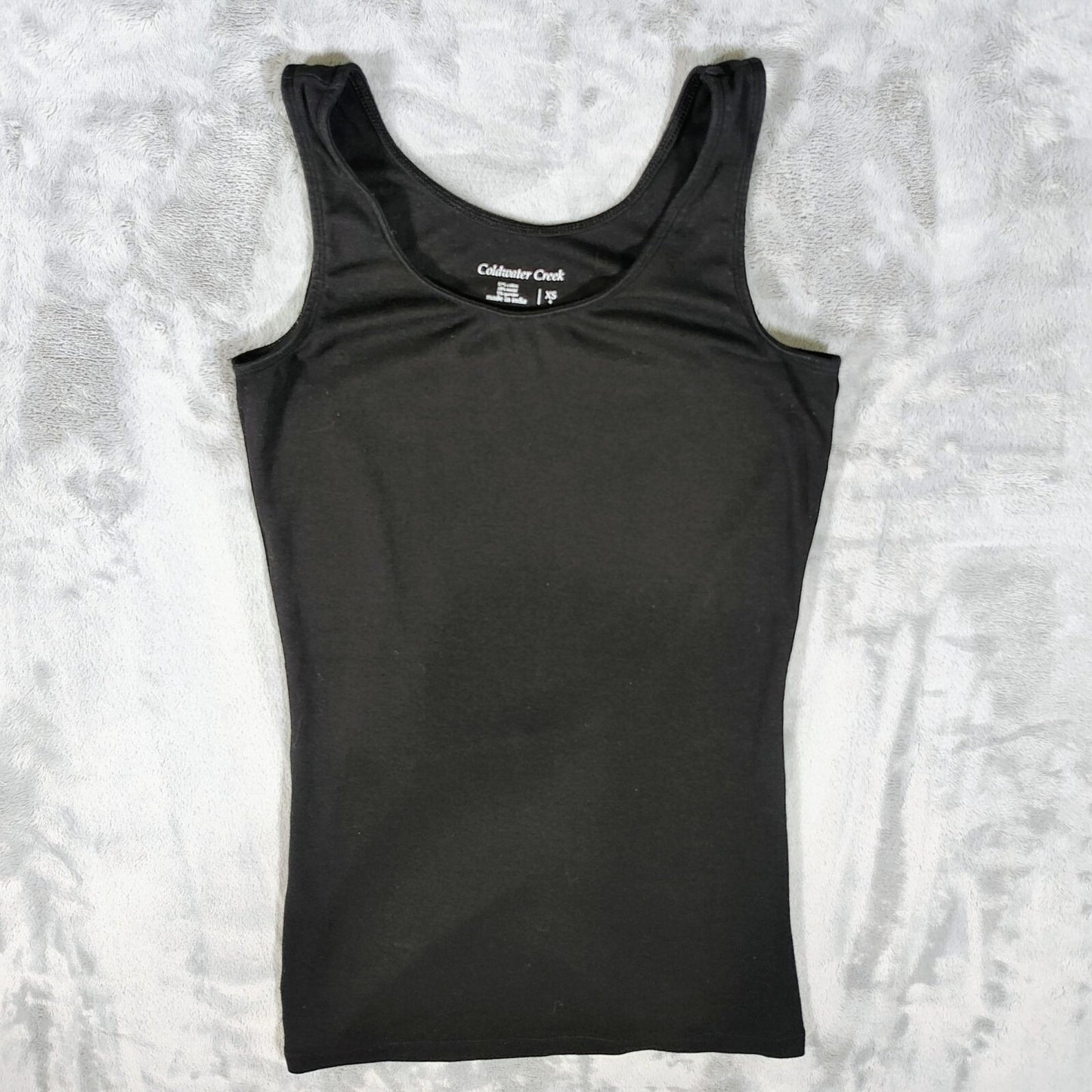 Coldwater Creek Women's Black Cotton/Modal Scoop Neckline Stretch Tank Top (XS)