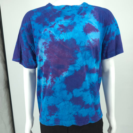 Vintage 1990s Double Swan Blue/Purple Crinkle Tie-Dye Single Stitch T-Shirt (XL)