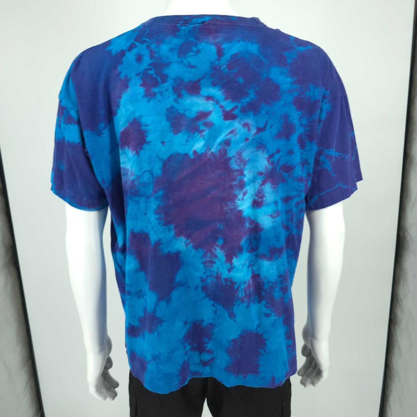 Vintage 1990s Double Swan Blue/Purple Crinkle Tie-Dye Single Stitch T-Shirt (XL)