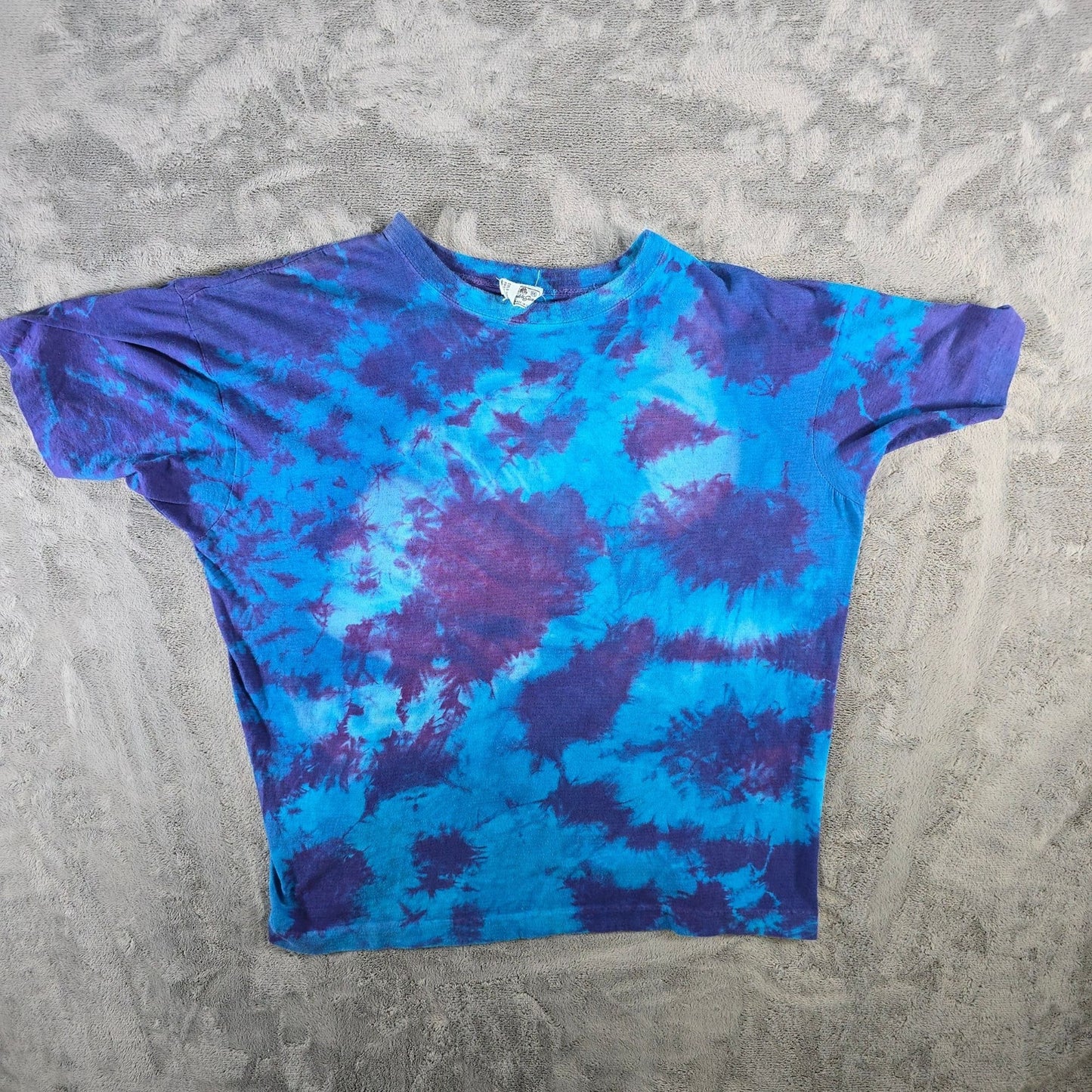 Vintage 1990s Double Swan Blue/Purple Crinkle Tie-Dye Single Stitch T-Shirt (XL)