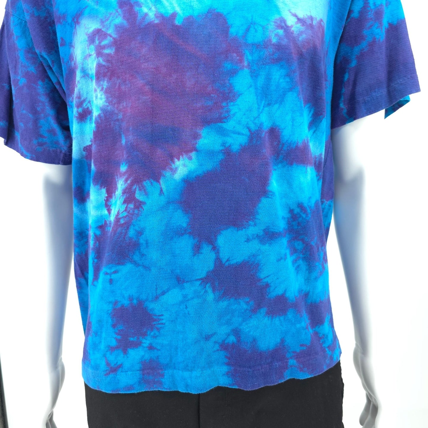 Vintage 1990s Double Swan Blue/Purple Crinkle Tie-Dye Single Stitch T-Shirt (XL)