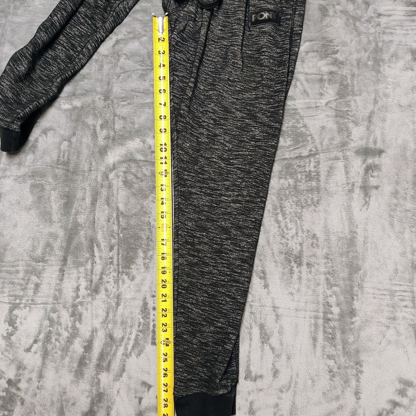 PONY Gray and Black Logo and Drawstring Sweatpants (Small)